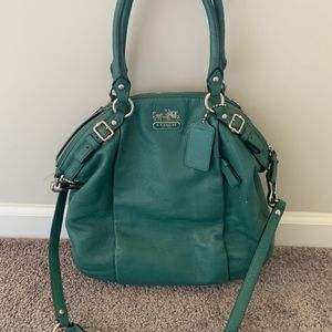 Sophia Madison Jade Green Leather Satchel